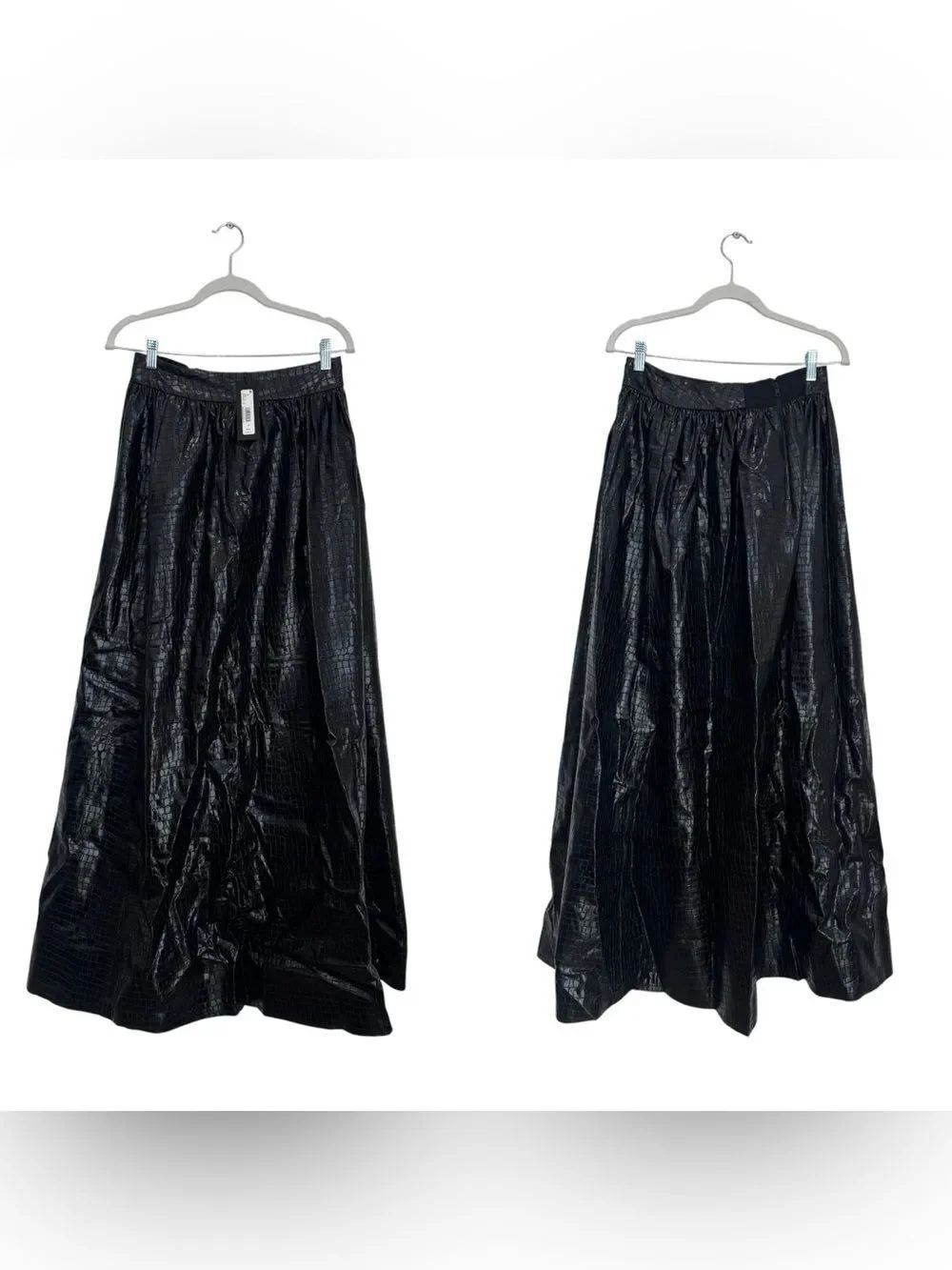 NWT Alice + Olivia TINA VEGAN Croc LEATHER GOWN maxi SKIRT - Picture 14 of 15